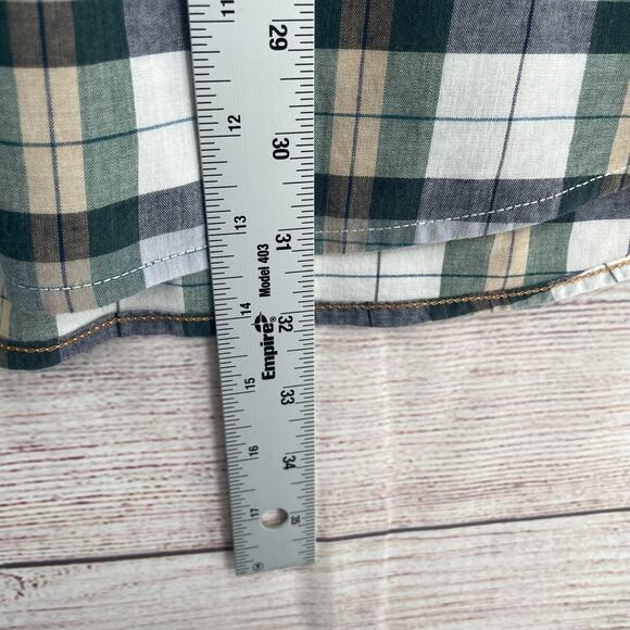 Lucky Brand Saturday Stretch Pearl Snap Plaid Shirt Men's Size XXL Blue/Green - Picture 11 of 11